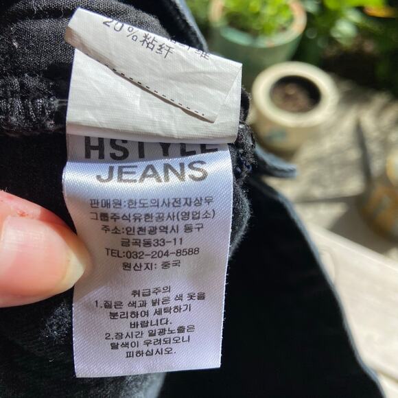 HStyle Womens Shorts Size Medium High Rise Black Jean Cutoffs Denim Button Fly - Picture 6 of 6